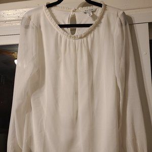 White House Black Market Women White Long Sleeve Blouse
